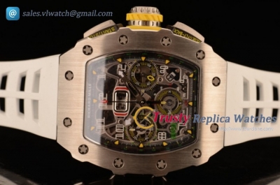 Richard Mille - RM11-03 SS/RU White Rubber Strap Swiss Valjoux 7750 Auto (KV)