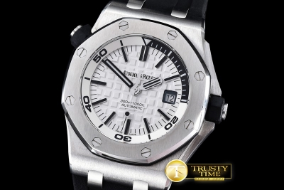 AP0349 - AP Royal Oak Diver White SS/RU JF Asia 2824 Mod 3120