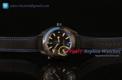 Omega - Seamaster Planet Ocean GMT Blue Deep Black PVD/RU Black Dial Clone Omega 8906 Auto (EF)