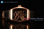 Franck Muller Vanguard Miyota Automatic Copy Tourbillon Rose Gold Case With Skeleton Dial Leather/Rubber Strap