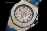 AP0089B - Royal Oak Chronograph SS/LE Wht/Blue A-7750 Sec@12