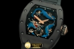 RM047C - Dragon Tourbillon PVD/RU Black/Blue Asian 21J