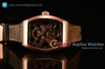 Franck Muller Vanguard Miyota Automatic Copy Tourbillon Rose Gold Case With Skeleton Dial Leather/Rubber Strap