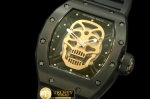 RM039D - Skull Tourbillon PVD/RU Black Asian 21J Decorated Movt