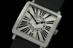 FM075B - Mid Master Square SS/LE Wht Jap Quartz